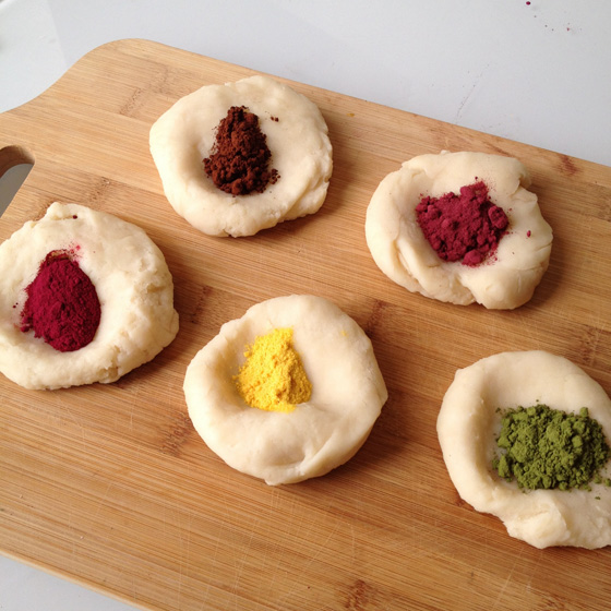 Homemade playdough with natural colours