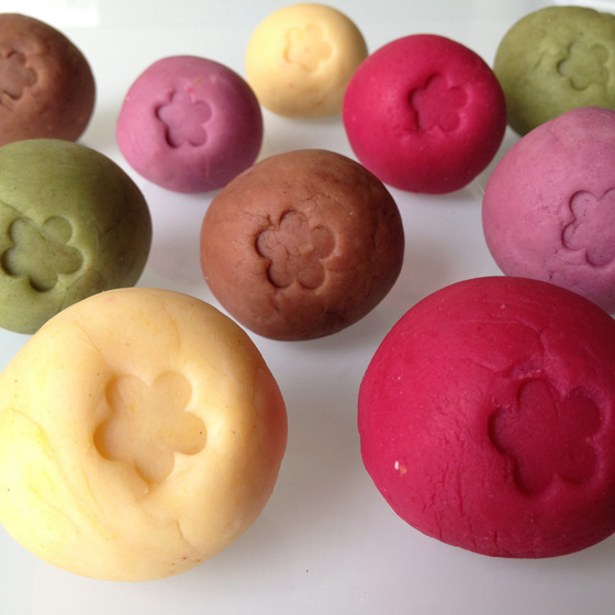 Homemade playdough with natural colouring