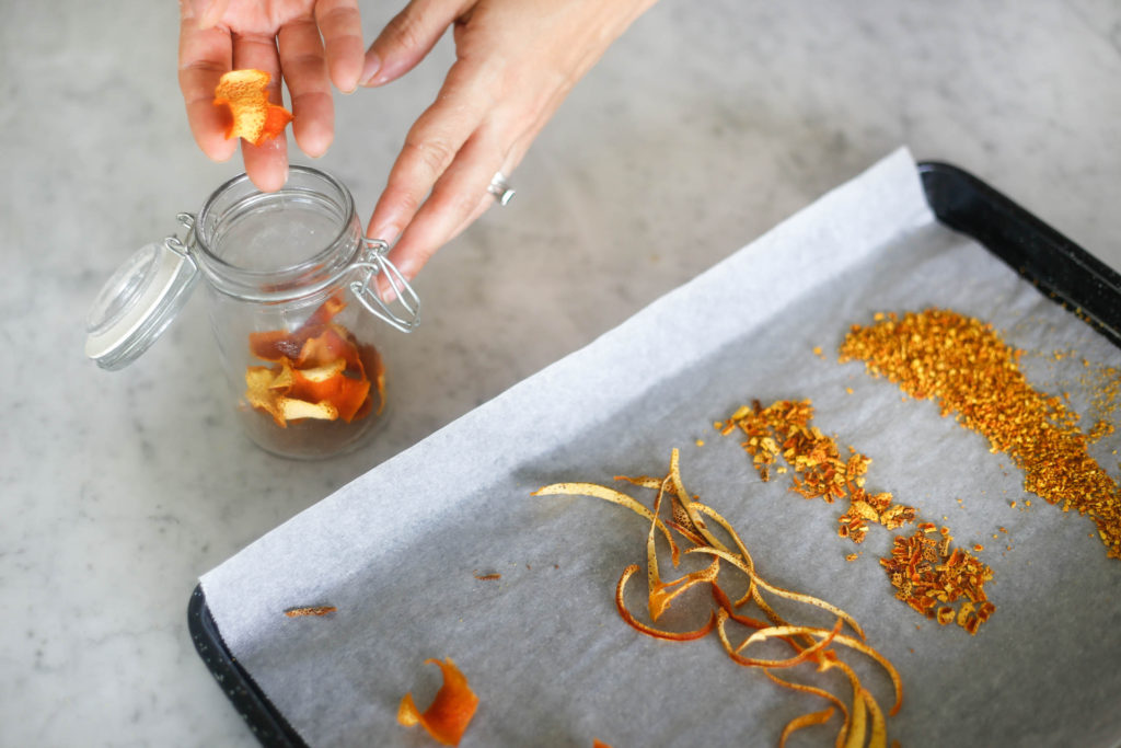 Store dried orange peel in an airtight container