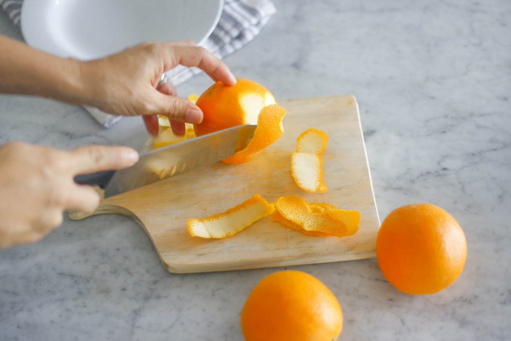 Long slices of orange peel